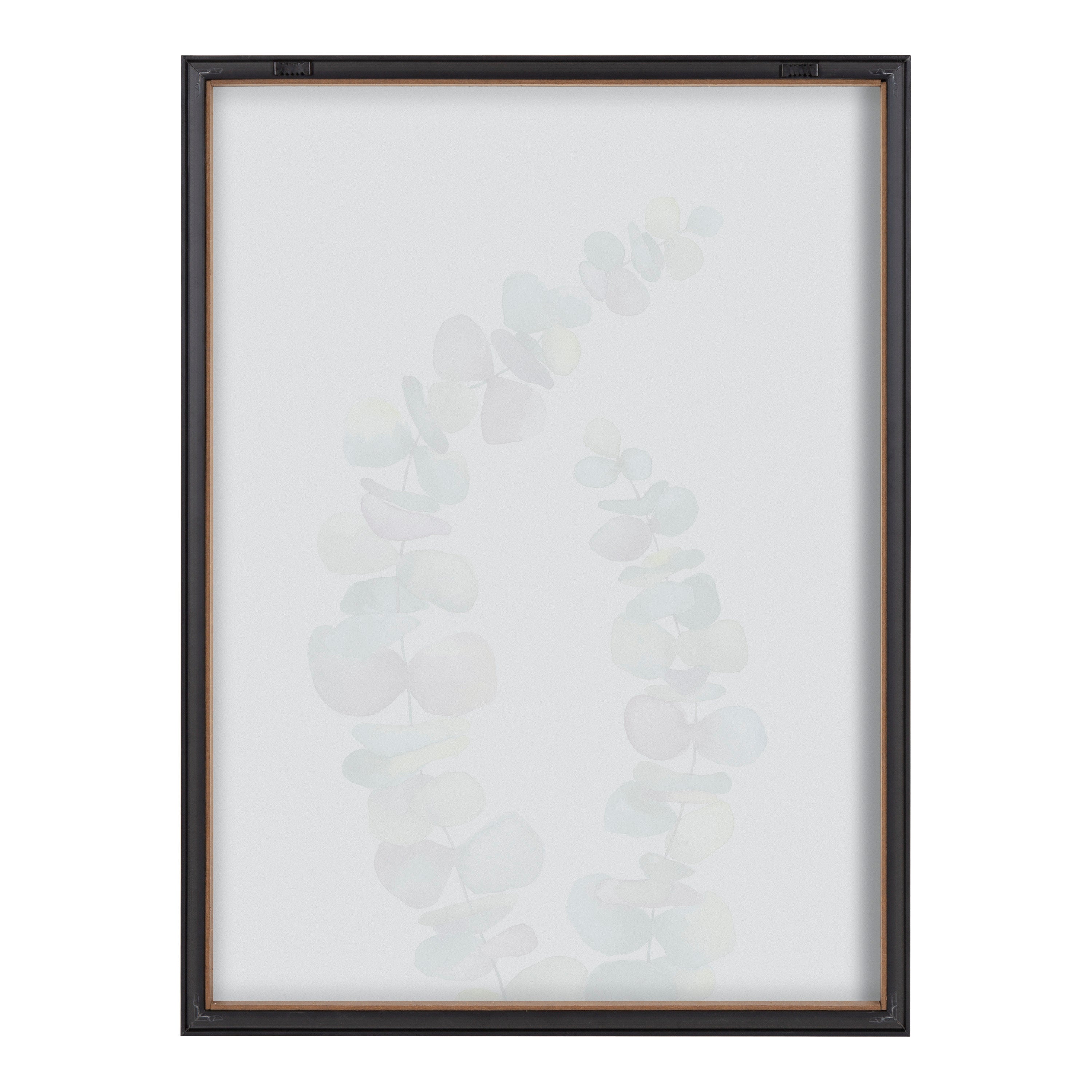 Blake Eucalyptus 2 Branches Framed Printed Glass by Emily Marie