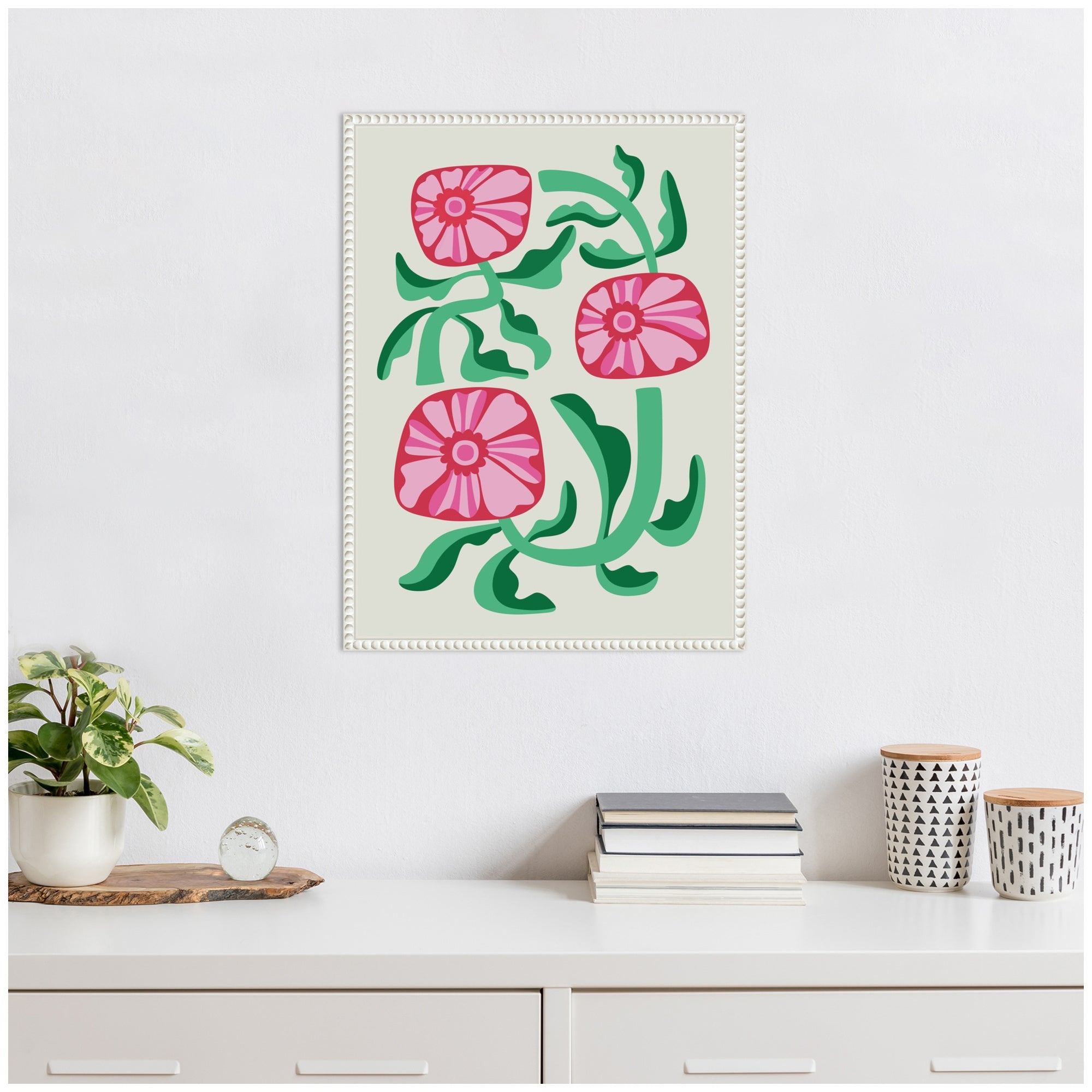 Sylvie Retro Flowers Framed Canvas by Rachel Lee