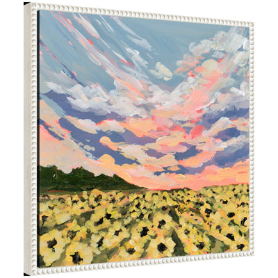 Floral framed canvas art titled Sylvie Kansas by Emily Kenney featuring soft botanical imagery with a vintage beaded frame