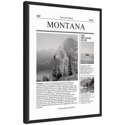 Montana Article by Megan Ryan framed canvas wall art print showing a modern contemporary scene in black frame