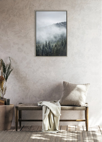 Sylvie Evergreens In Fog Framed Canvas by Emiko and Mark Franzen of F2Images