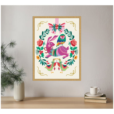 Sylvie Framed Canvas Woodland Animals Christmas Wreath by Rachel Lee
