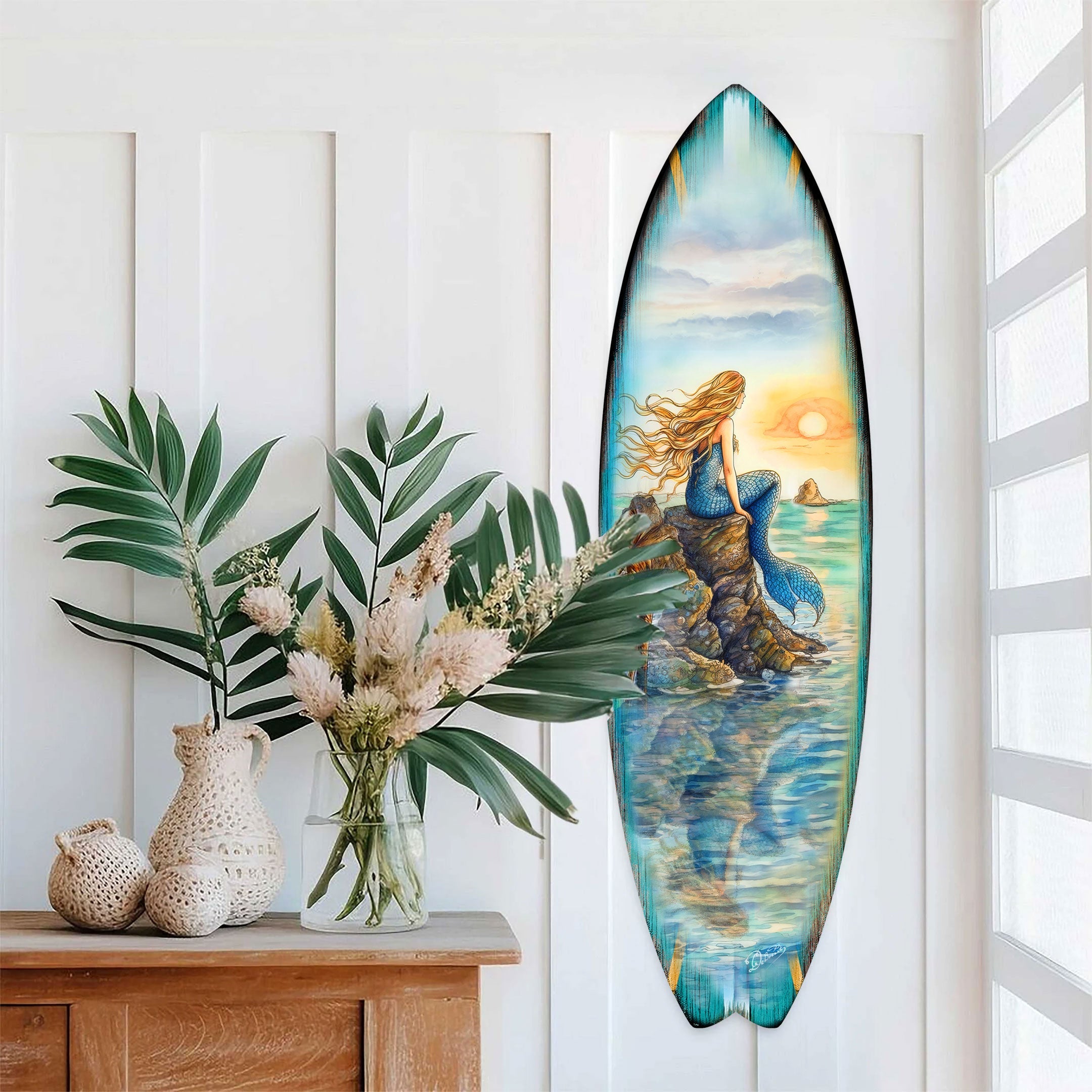 Mermaid Surfboard Wall Art by G. DeBrekht