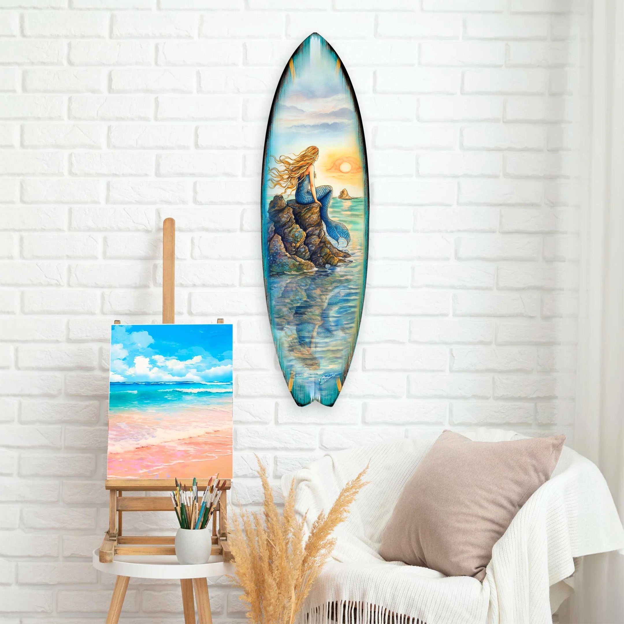 Mermaid Surfboard Wall Art by G. DeBrekht