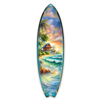 Tropical Beach House Surfboard Wall Art by G. DeBrekht