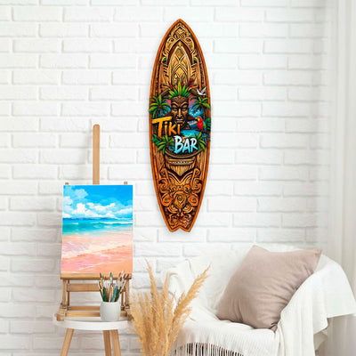 Tiki Bar Surfboard Wall Art by G. DeBrekht – Handcrafted Coastal Decor