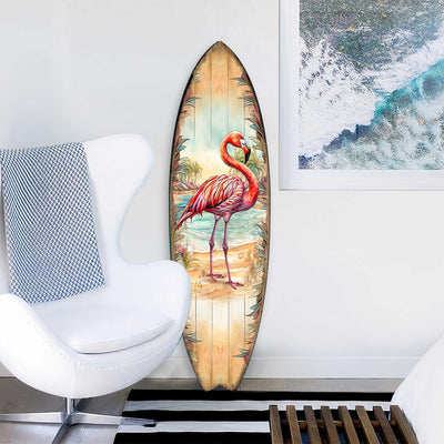 Pink Flamingo Surfboard Wall Art by G. DeBrekht