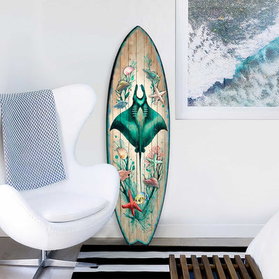 Manta Ray Surfboard Wall Art by G.DeBrekht - Coastal Decor