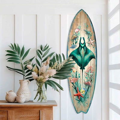 Manta Ray Surfboard Wall Art by G.DeBrekht - Coastal Decor