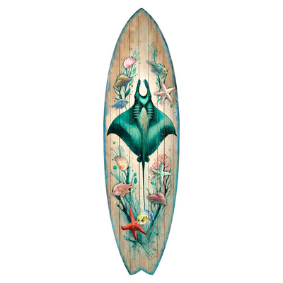 Manta Ray Surfboard Wall Art by G.DeBrekht - Coastal Decor