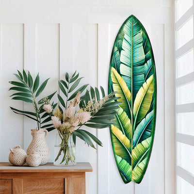 Banana Leaf Surfboard Wall Art – Handcrafted Tropical Coastal Decor by G.DeBrekht
