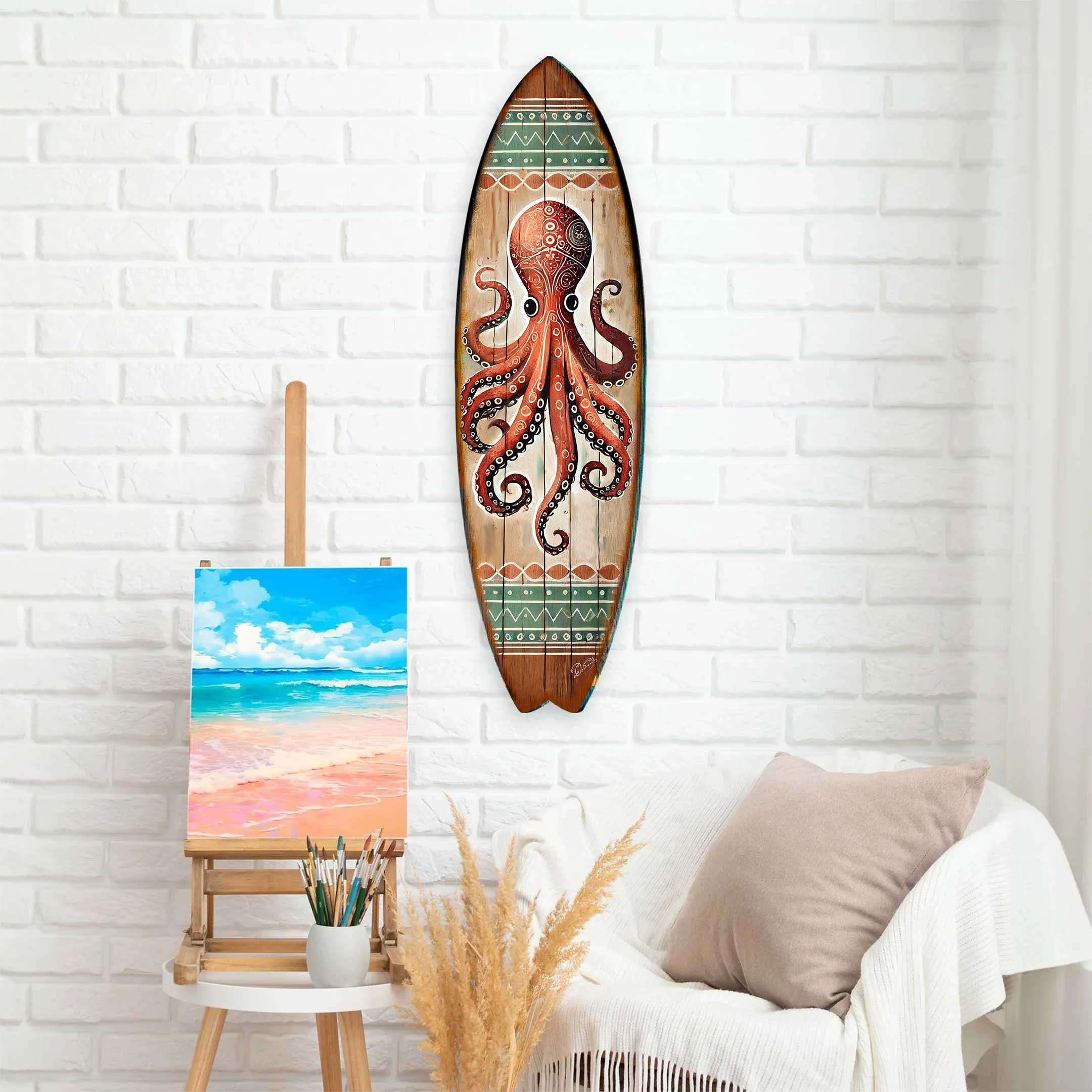 Octopus Surfboard Wall Art – Handcrafted Coastal Decor by G.DeBrekht