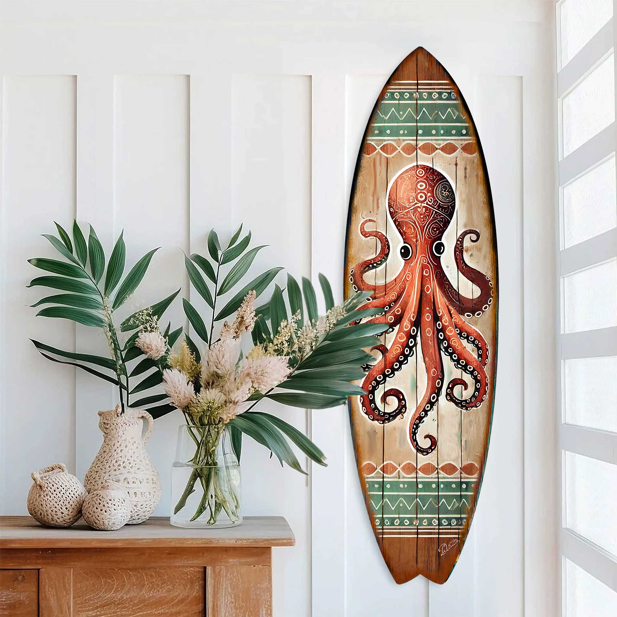 Octopus Surfboard Wall Art – Handcrafted Coastal Decor by G.DeBrekht