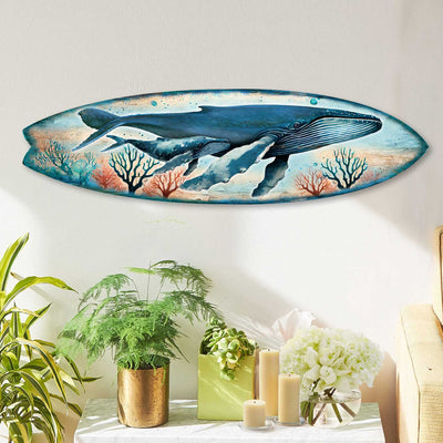 Whale Surfboard Wall Art – Handcrafted Coastal Ocean Decor by G.DeBrekht