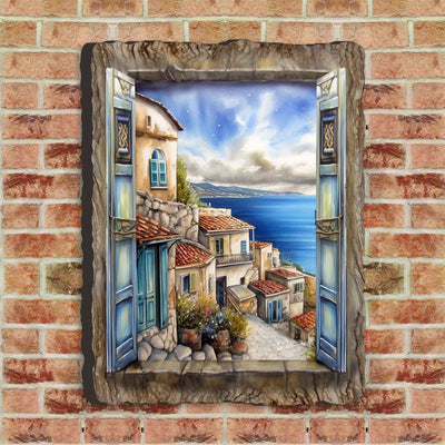 Coastal Town Window Wall Art by G. DeBrekht Coastal Décor - 8492107W
