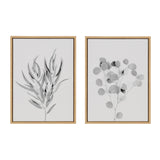 Sylvie Neutral Botanical 1 and 2 Soft White Framed Canvas by kateandlaurel - product image 6 for Resin Society