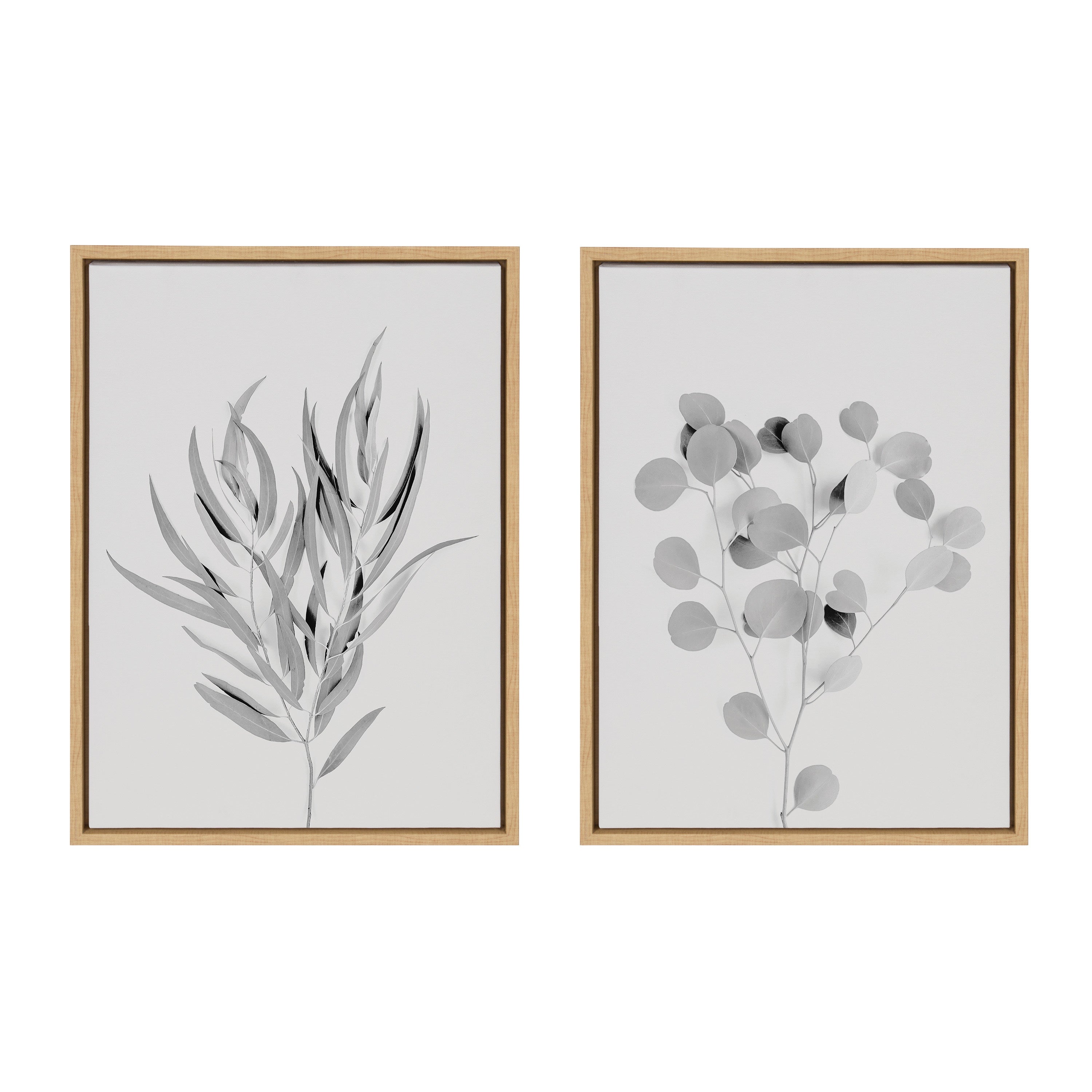 Sylvie Neutral Botanical 1 and 2 Soft White Framed Canvas by kateandlaurel - product image 6 for Resin Society