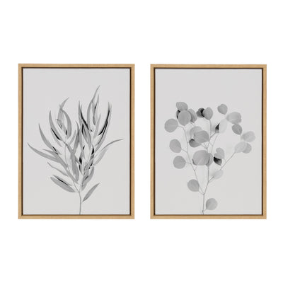 Sylvie Neutral Botanical 1 and 2 Soft White Framed Canvas by kateandlaurel - product image 6 for Resin Society