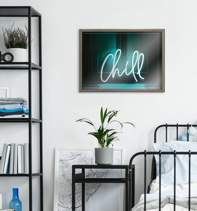 Blake Chill Neon Sign Framed Printed Glass by The Creative Bunch Studio