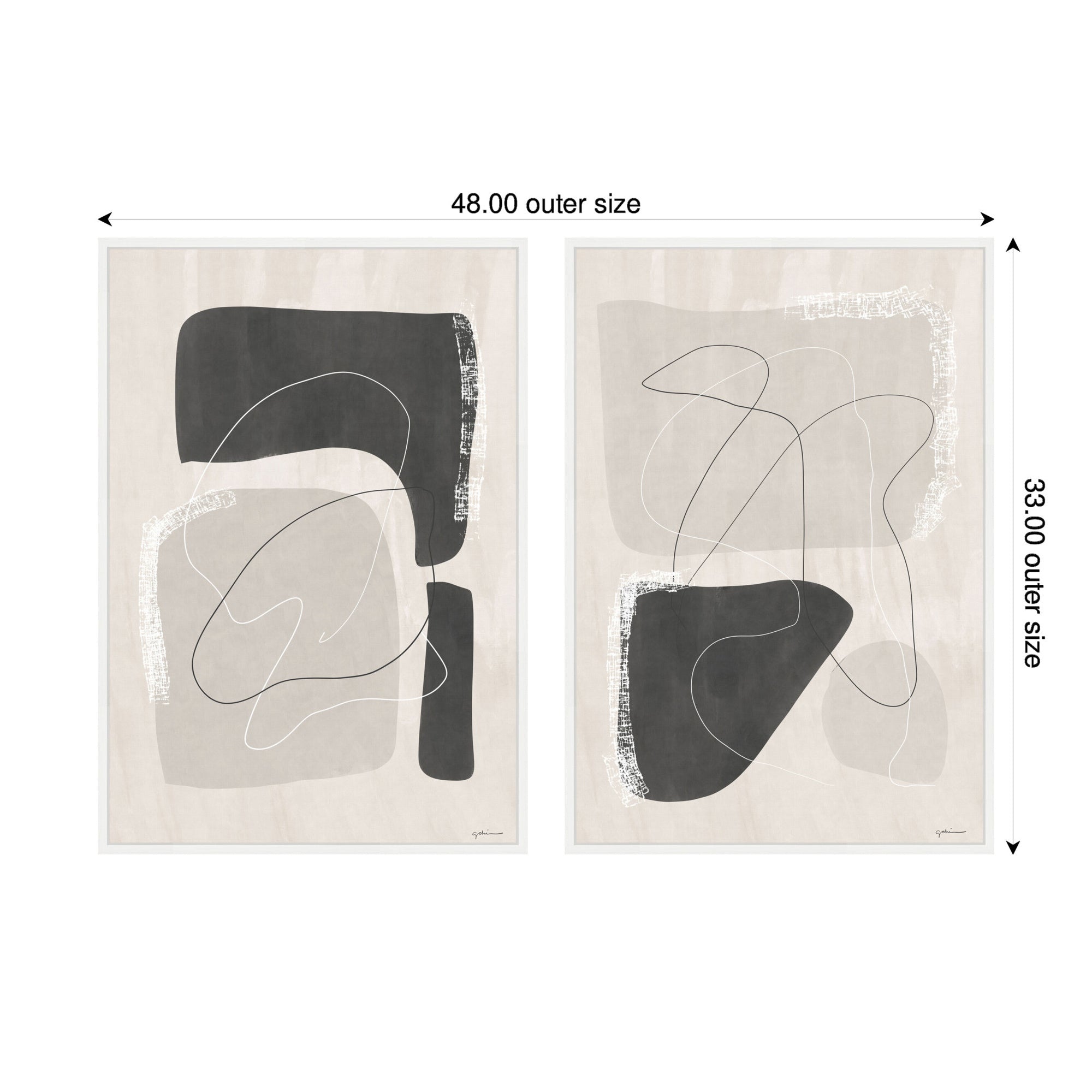 Abstract Shapes 01 & 02 2 Piece Framed Canvas Wall Art Set by Gabrielly Guedes