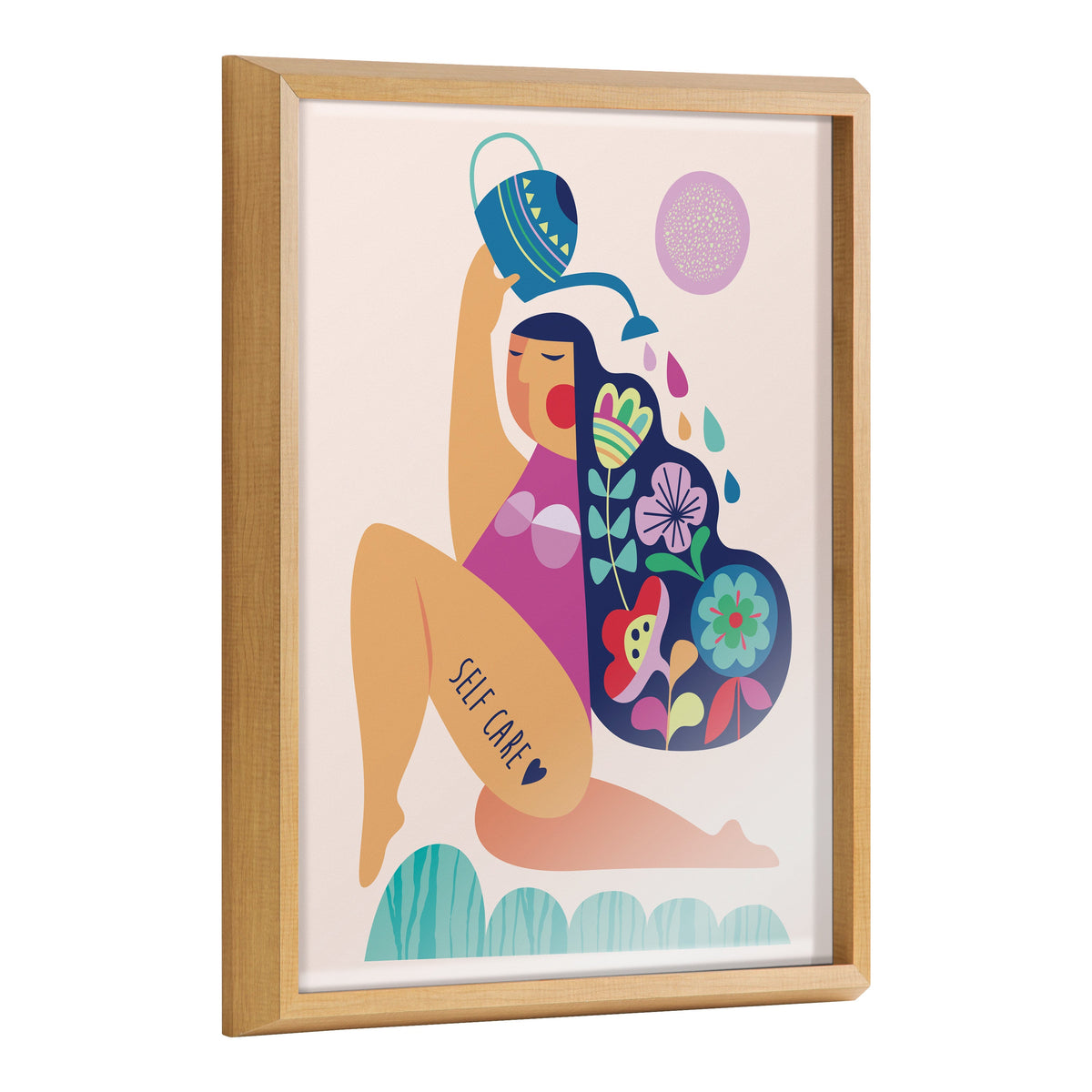 Blake Mid Century Modern Self Care Framed Printed Glass by kateandlaurel - main product image for Resin Society