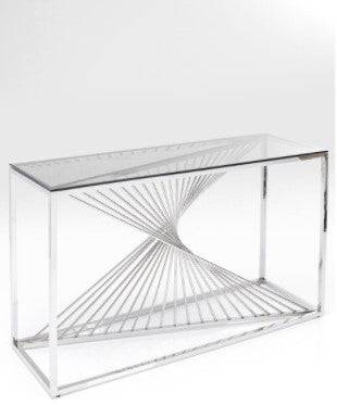 Console Laser Silver Clear Glass 120x40cm