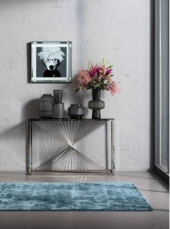 Console Laser Silver Clear Glass 120x40cm