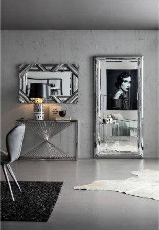 Console Laser Silver Clear Glass 120x40cm