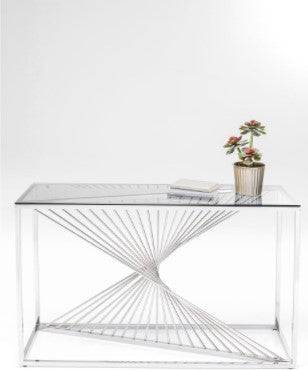 Console Laser Silver Clear Glass 120x40cm