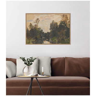 Landscape by the River Barycz by Adolf Dressler by Nostalgia Prints Framed Canvas Wall Art Print