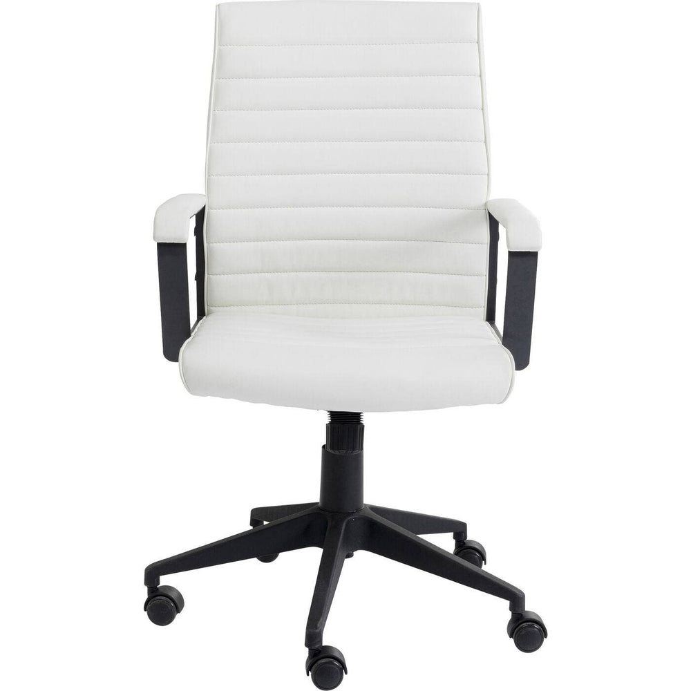 Office Chair Labora White with black star base and white upholstered seat