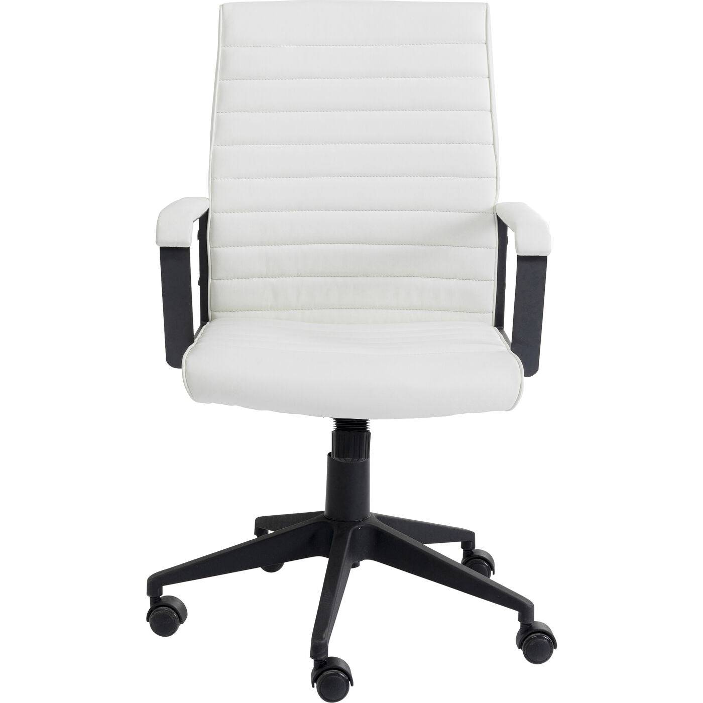 Office Chair Labora White with black star base and white upholstered seat