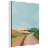Sylvie Beautiful Landscape with Road framed canvas artwork with winding road and natural scenery