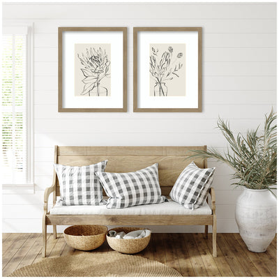 SB Protea Sketch No.
1 & No.
2 2 Piece Framed Wall Art Print Set by Sara Berrenson