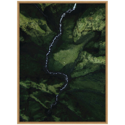 Sylvie Aerial View of a Winding River in a Green Valley in Iceland Framed Canvas by Michael Schauer