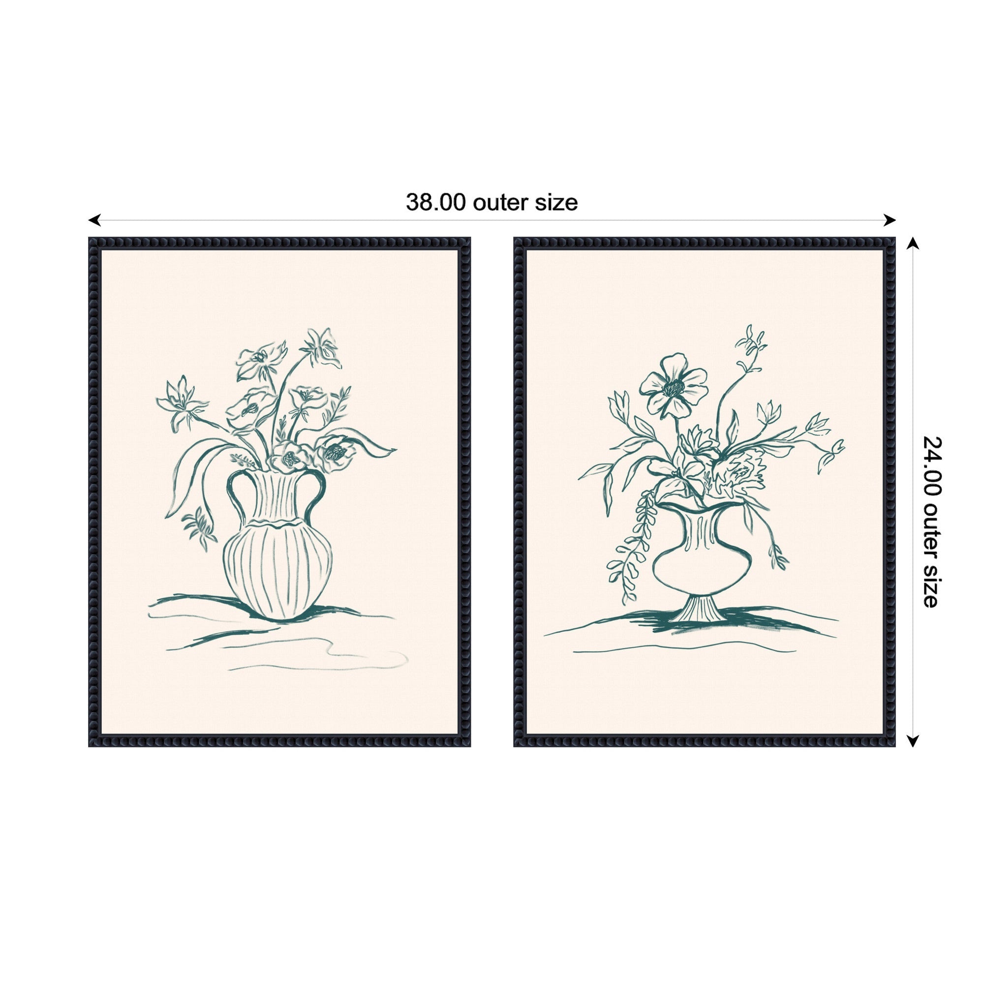 Sylvie Beaded Garden Floral and Summer Stems Framed Canvas Art Set by Kate Aurelia