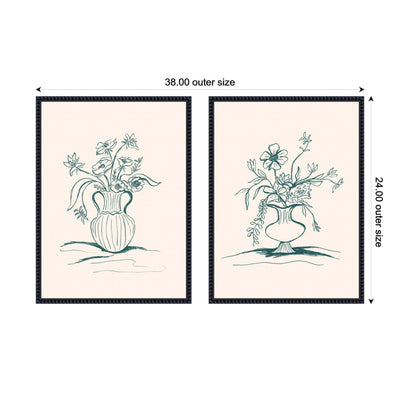 Sylvie Beaded Garden Floral and Summer Stems Framed Canvas Art Set by Kate Aurelia