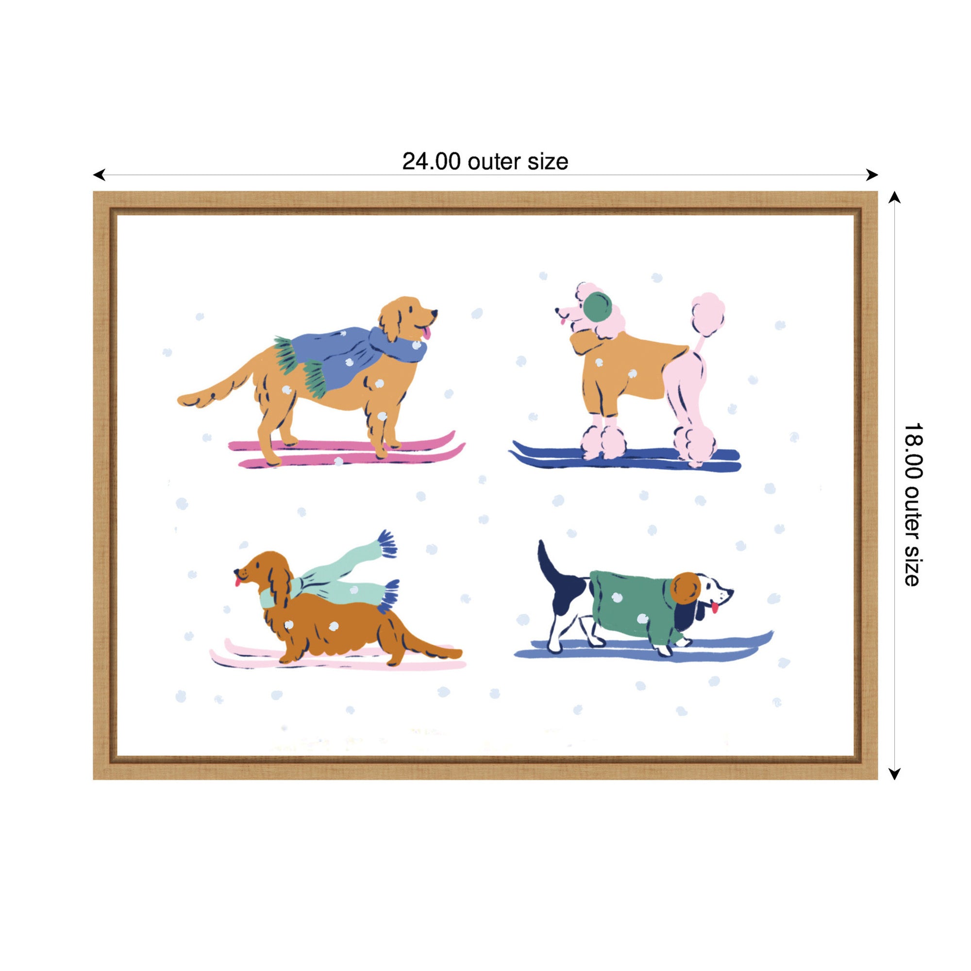 Sylvie Framed Canvas Ski Dogs 1 by Krissy Mast