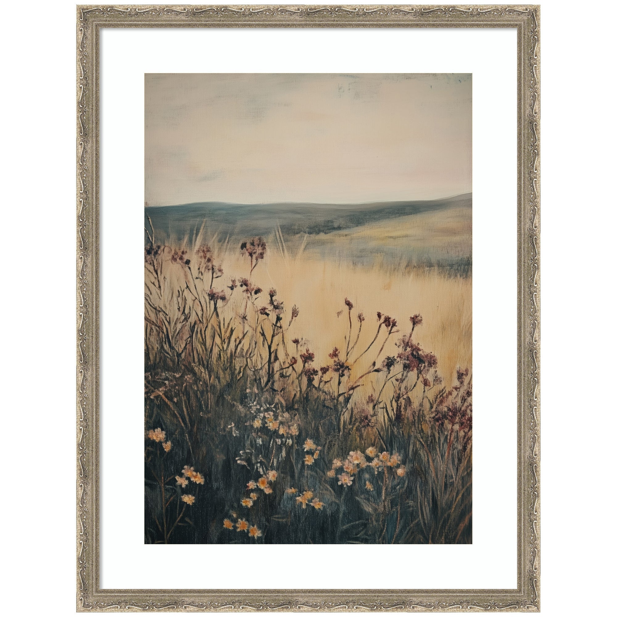 Landscape Wild Flower by Melloi Art Prints Framed Wall Art Print