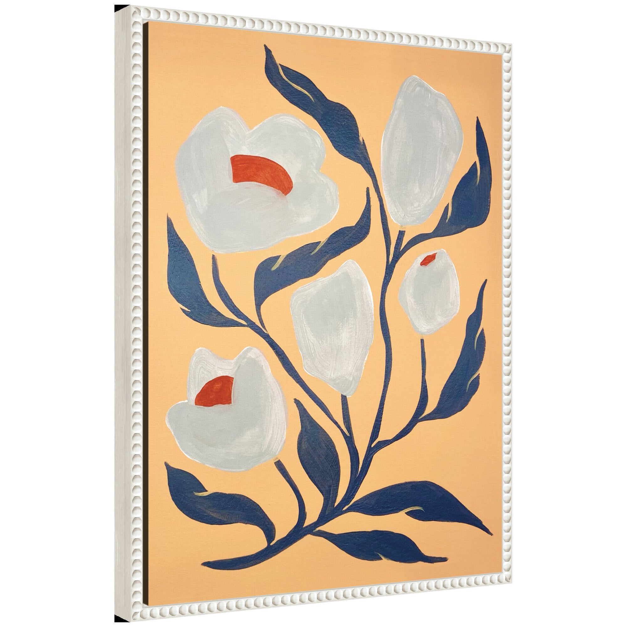 Sylvie Gray Flower abstract artwork on framed gallery-wrapped canvas by Emma Daisy