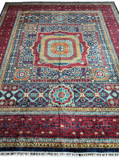 Hand-Knotted Mamluk Wool Rug – 8'4" x 9'9" – Intricate Geometric by Rugistan - product image 2 for Resin Society