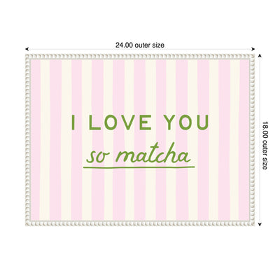 I Love You So Matcha Pink and Green Striped Kitchen Art Dopamine Decor by Lucky Guava