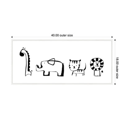 Sylvie Minimalist Giraffe Elephant Tiger and Lion Sketch Framed Canvas by Teju Reval