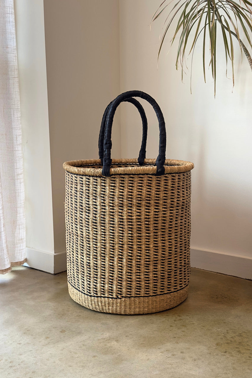 Hold Everything Hamper - Vertical Black Stripes by Mbare Ltd - main product image for Resin Society