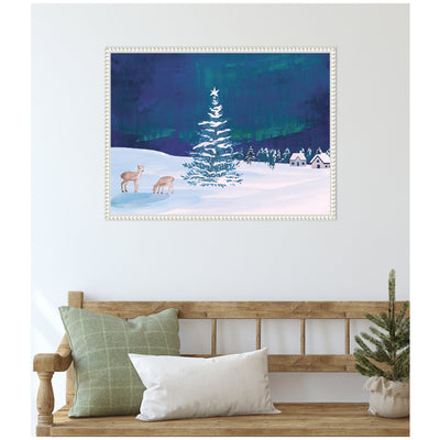 Sylvie Beaded Nothern Lights Winter Framed Canvas by Teju Reval