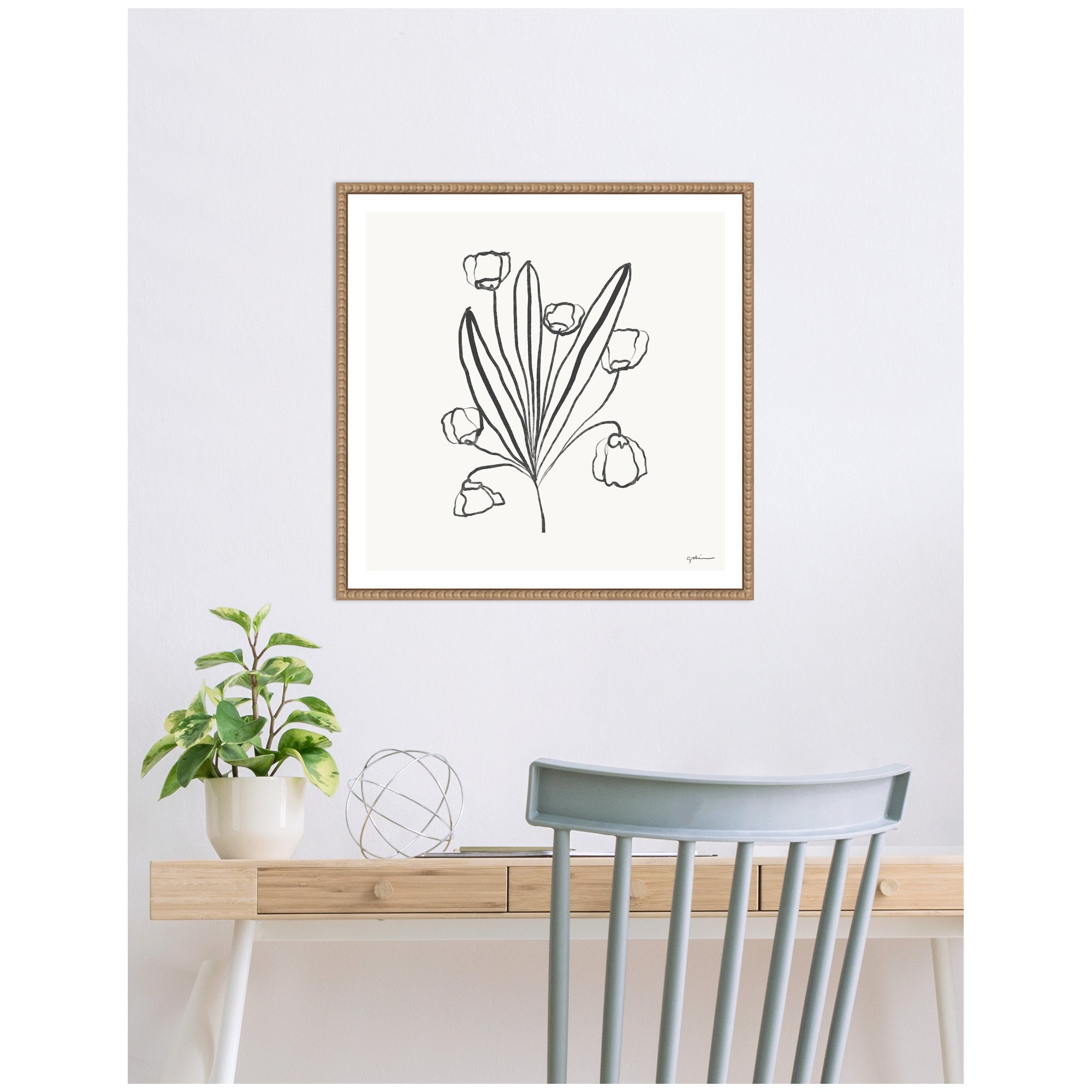 Floral Bouquet by Gabrielly Guedes Framed Canvas Wall Art Print