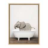 Sylvie Baby Elephant in the Tub Color Framed Canvas