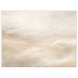 Abstract textured canvas in soft white and beige tones with subtle brush strokes creating a calming, cloud-like appearance, framed in white.