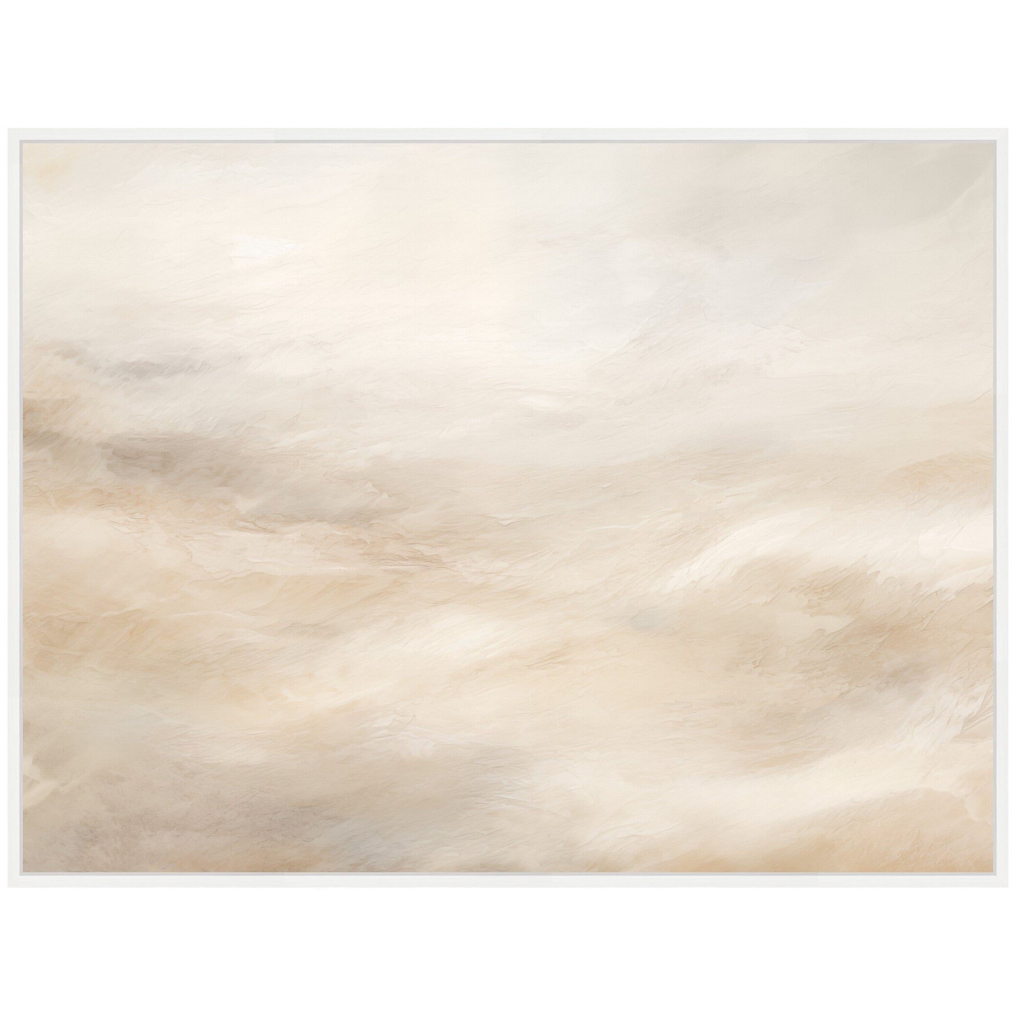 Sylvie Tonal Abstract Textural White and Beige Framed Canvas by The Creative Bunch Studio