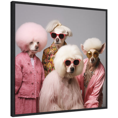 Sylvie Golden Lady Dogs framed canvas art featuring animal portrait with vintage beaded frame